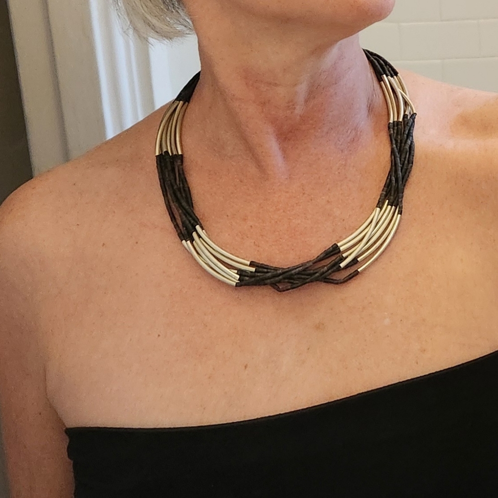 Elegant Black and Gold Choker Necklace